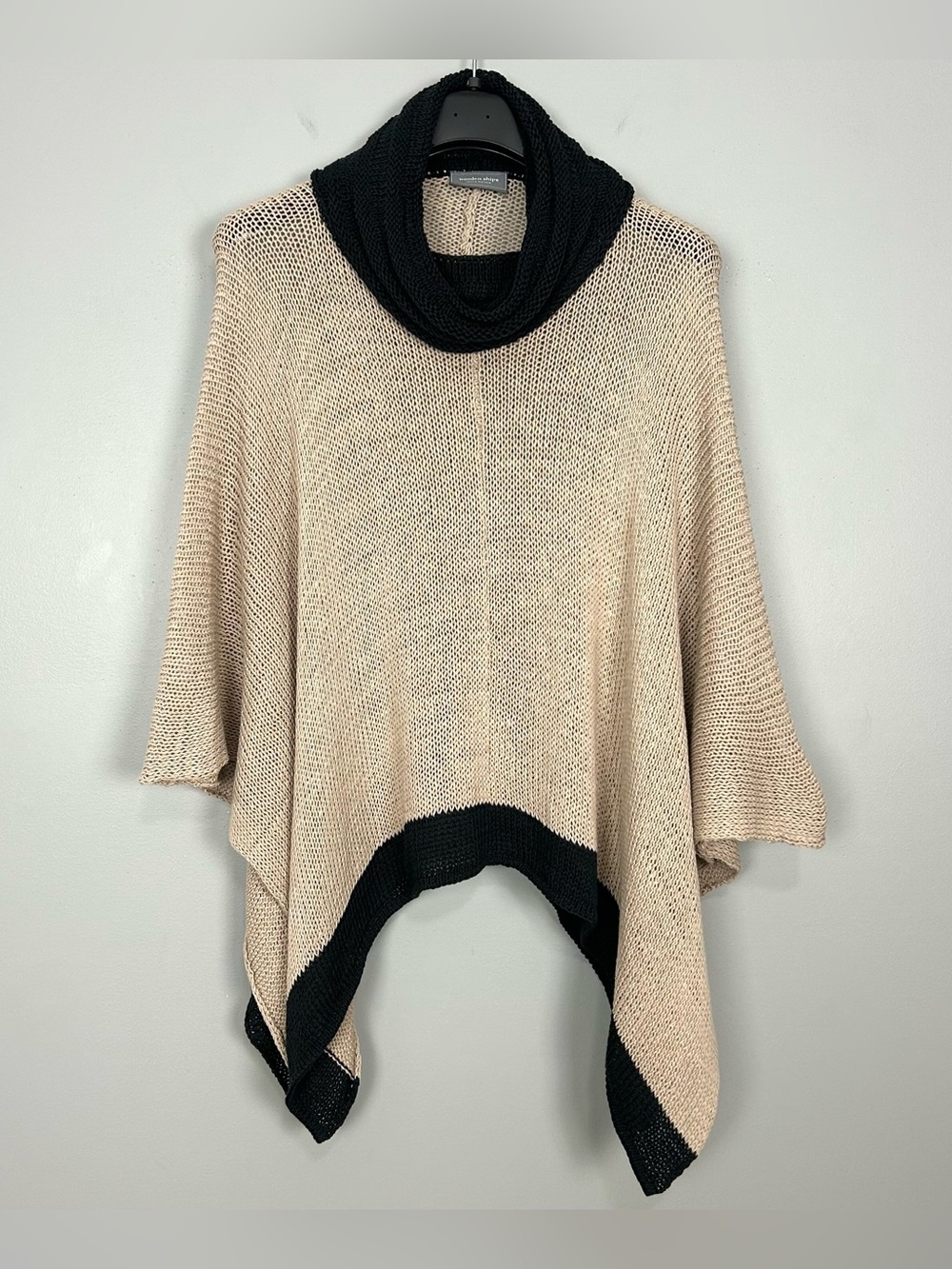 Wooden Ships Cowl Neck Poncho Sweater Women’s Size M Cotton Blend Pullover Boho